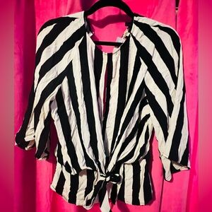 Top Shop Black and White Diagonal Striped Blouse